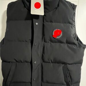 Black Puffer Vest with Black Logo